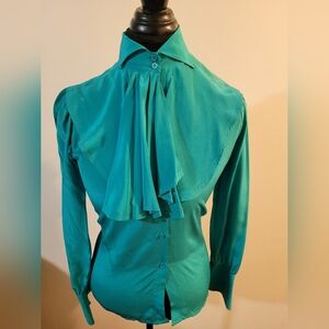 Green Vintage Bib Collar Blouse